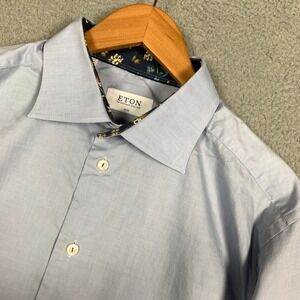Eton Dress Shirt Men's 17.5/44‎ Light Blue Slim Fit Long Sleeve Business Casual